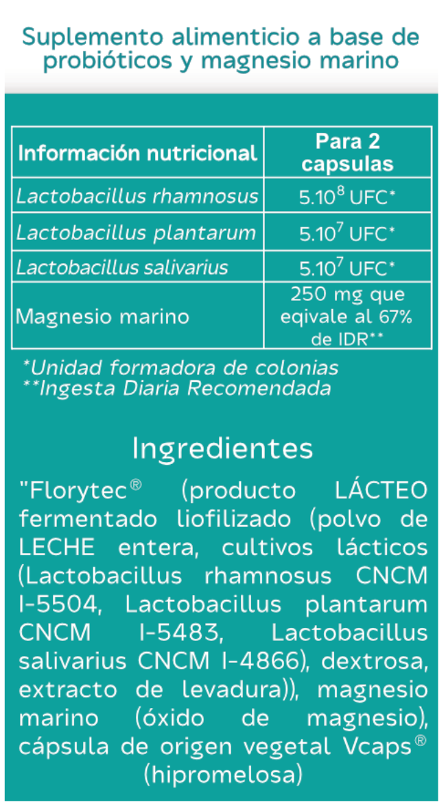 Etiqueta del probiotico Mg-biotico